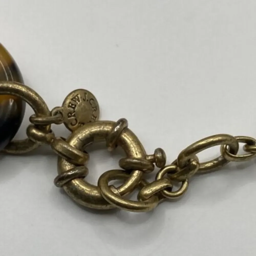 J.Crew‎ Tortoise Links yellow seed beads gold tone 30